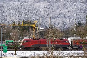 Trains At Kufstein Station In Austria