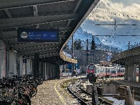 Trains At Kufstein Station In Austria