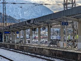 Trains At Kufstein Station In Austria