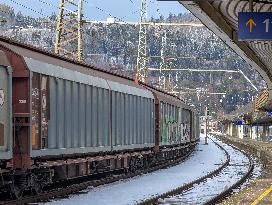 Trains At Kufstein Station In Austria