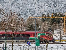 Trains At Kufstein Station In Austria