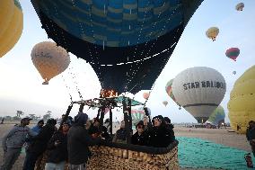 Tourists Take Hot Air Balloons - Egypt