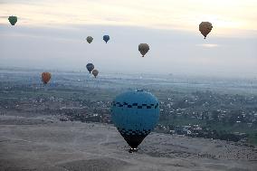 Tourists Take Hot Air Balloons - Egypt