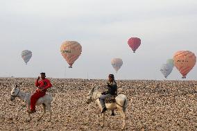 Tourists Take Hot Air Balloons - Egypt