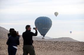 Tourists Take Hot Air Balloons - Egypt