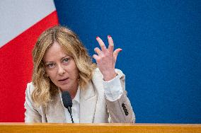 Italy's Prime Minister Giorgia Meloni Meets With Italian Journalists During Her Annual Press Conference