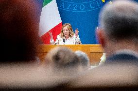 Italy's Prime Minister Giorgia Meloni Meets With Italian Journalists During Her Annual Press Conference