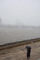 Snow Continues In Cologne