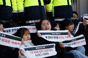 South Korea’s Progressive Students Stage Surprise Protest In Front Of U.S. Embassy