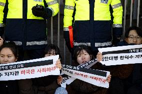 South Korea’s Progressive Students Stage Surprise Protest In Front Of U.S. Embassy