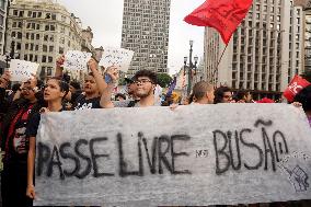 Brazilians In Sao Paulo Protest Against Public Transportation Fare Increase