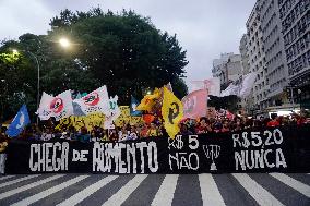 Brazilians In Sao Paulo Protest Against Public Transportation Fare Increase