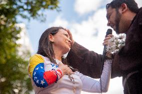 Venezuelan Opposition Leader Machado Is Intercepted After Joining Anti-government Protest