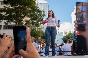 Venezuelan Opposition Leader Machado Is Intercepted After Joining Anti-government Protest