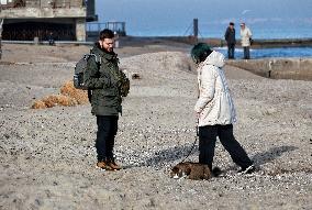 Odesa beach in winter