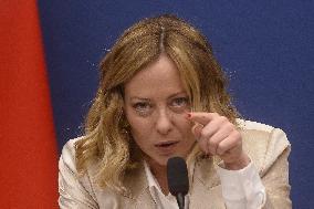 Giorgia Meloni Holds The 2024 End-Of-Year Press Conference - Rome