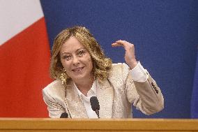 Giorgia Meloni Holds The 2024 End-Of-Year Press Conference - Rome