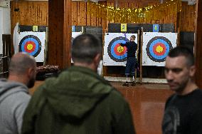 Archery training session for Ukrainian war veterans in Lviv