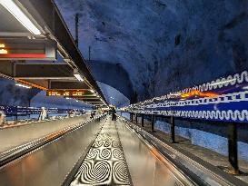 Underground Walkway In Stockholm Subway