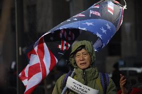 Demonstrators Protest Outside Manhattan Courthouse