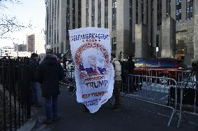 Demonstrators Protest Outside Manhattan Courthouse