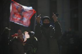 Demonstrators Protest Outside Manhattan Courthouse