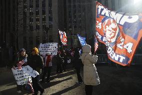 Demonstrators Protest Outside Manhattan Courthouse