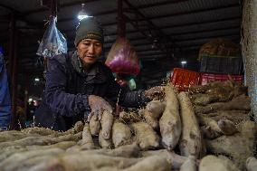 Preparations For The Maghe Sankranti Festival In Kathmandu, Nepal.