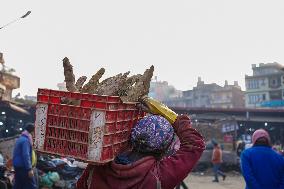 Preparations For The Maghe Sankranti Festival In Kathmandu, Nepal.