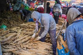 Preparations For The Maghe Sankranti Festival In Kathmandu, Nepal.