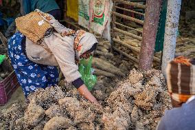 Preparations For The Maghe Sankranti Festival In Kathmandu, Nepal.