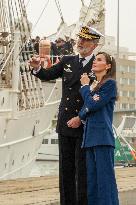 King and Queen preside over the farewell of Juan Sebastián de Elcano with Princess Leonor  - Cadiz