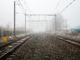 Dense Fog And Ice In The Centre-east Of The Netherlands.