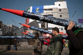 Military Rally By IRGC Featuring Scale Model Missiles