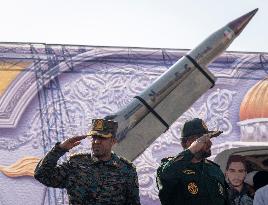 Military Rally By IRGC Featuring Scale Model Missiles