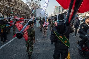 Military Rally By IRGC Featuring Scale Model Missiles