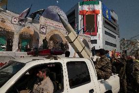 Military Rally By IRGC Featuring Scale Model Missiles