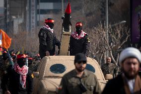 Military Rally By IRGC Featuring Scale Model Missiles