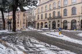 Bad Weather In Basilicata, Heavy Snowfall And Major Accumulations In Potenza