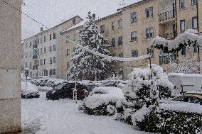 Bad Weather In Basilicata, Heavy Snowfall And Major Accumulations In Potenza