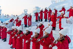 Flash Mob At The Harbin Ice-Snow World - China