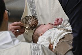 Pope Francis Conducts Baptisms - Vatican