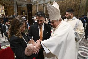 Pope Francis Conducts Baptisms - Vatican