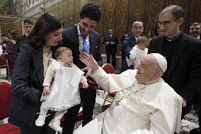 Pope Francis Conducts Baptisms - Vatican