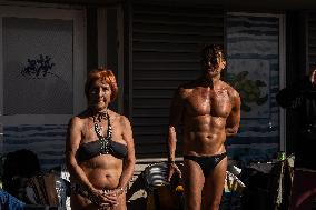 Winter Swimmers Celebrate The New Year On A Beach In Athens