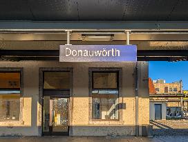 Train Station Of The Bavarian City Of Donauwoerth