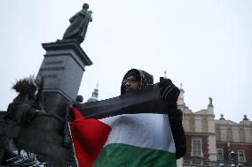 Protest Against The Safe Arrival Of Israeli Prime Minister In Krakow