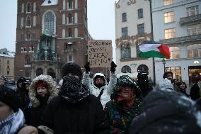 Protest Against The Safe Arrival Of Israeli Prime Minister In Krakow