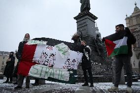 Protest Against The Safe Arrival Of Israeli Prime Minister In Krakow