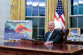 President Joe Biden participates in a meeting of Senior White House and Administration officials on the federal response to the
